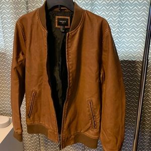 Forever 21 Men’s Leather Bomber Jacket